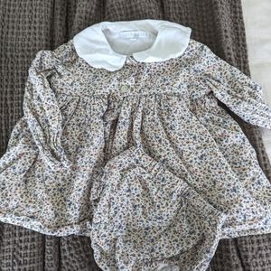 LUCA & LUCA 12 months neutrals dress and bloomers